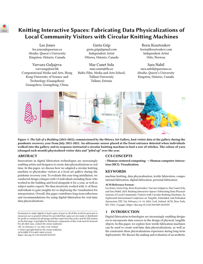Thumbnail for Knitting Interactive Spaces: Fabricating Data Physicalizations of Local Community Visitors with Circular Knitting Machines